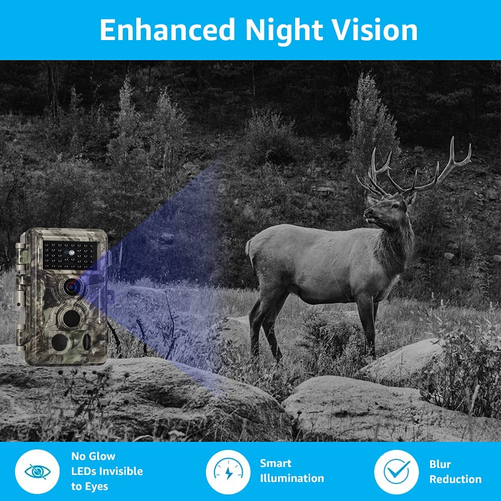 Meidase SL122 Pro Trail Camera, Advanced H.264 1080P Video Game Camera with Enhanced Night Vision, Fast 0.2S Trigger Speed, 82ft Motion Activated, Wide 110° View Angle, Waterproof - Hatke