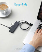 Anker 4-Port USB 3.0 Hub, A7516 Ultra-Slim Data USB A Hub with 2 ft Extended Cable [Charging Not Supported], for MacBook, Mac Pro, Mac Mini, iMac, Surface Pro, XPS, PC, Flash Drive, Mobile HDD - Hatke