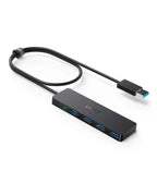 Anker 4-Port USB 3.0 Hub, A7516 Ultra-Slim Data USB A Hub with 2 ft Extended Cable [Charging Not Supported], for MacBook, Mac Pro, Mac Mini, iMac, Surface Pro, XPS, PC, Flash Drive, Mobile HDD - Hatke