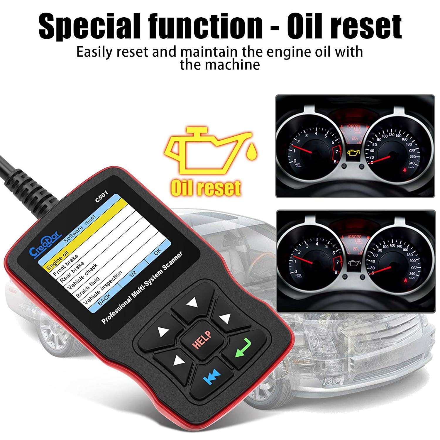 Creator C501 Code Reader C501 V7.7 Scan Tool Multi-System Scanner for BMW & OBDII/EOBD Support Multi-Language Diagnostic Scan Tool - Hatke