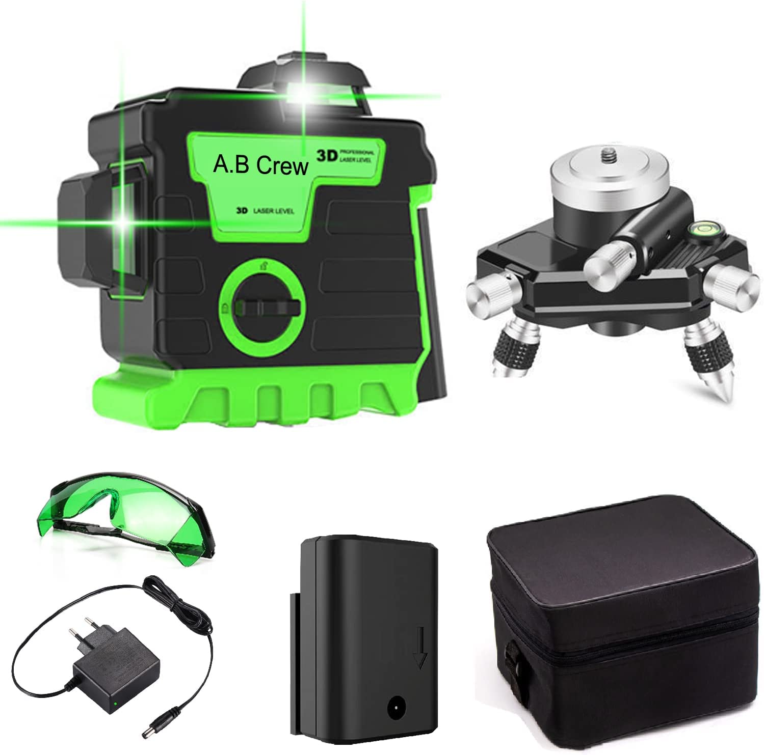 Laser Level 3D Green Line - Self-leveling Rotary 12 Lines 360 Degree Green Beam Laser Leveler Vertical Horizontal Cross Line Construction Flooring Tiling Picture Hanging Rotary Alignment - Hatke